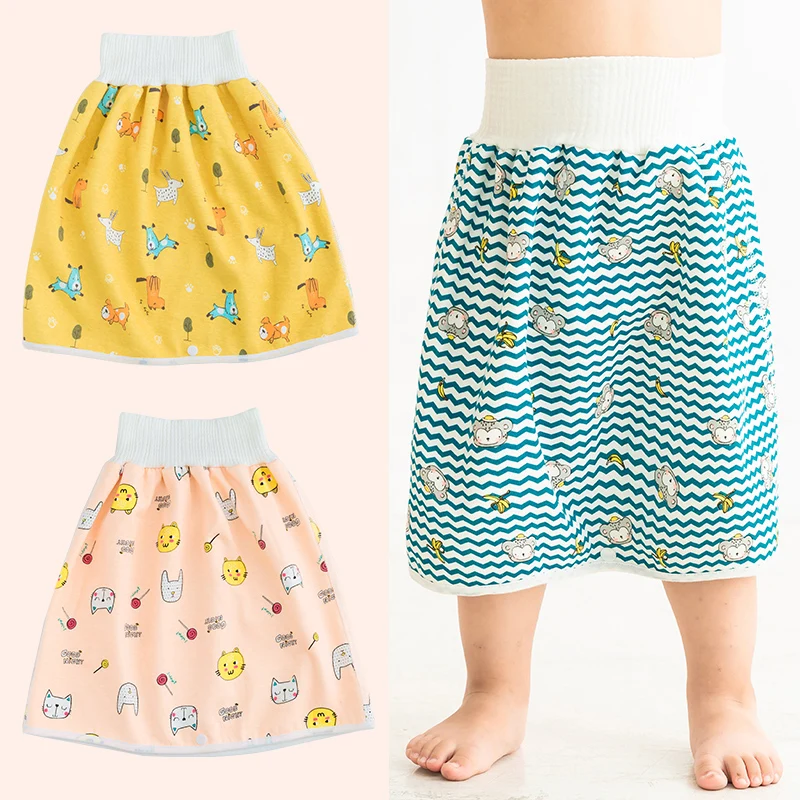 

Baby Training Pants 2 in 1 Babies Kids Diaper Waterproof Reusable Cotton Pant Skirts Leakage Mat Cover Sleeping Bed Clothes