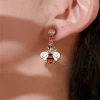 2022 new lovely little bee earrings female sweet trendy long drop dangle piercing earrings for girls jewelry festival party gift