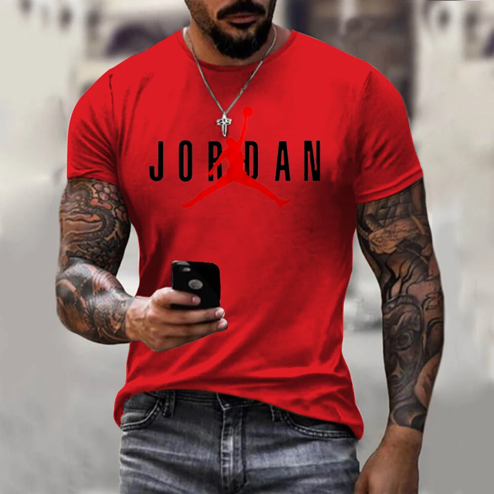 

Men's printed T-shirt, round neck short sleeved shirt, oversized, casual, fashionable, street sports, fitness, basketball, summe