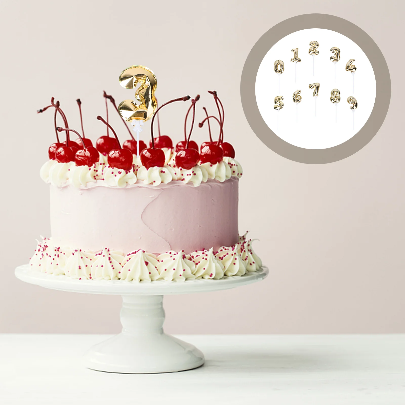 

Number Birthday Cake Foil Balloon Picks Decorations Party Mini Cupcake Anniversary Inserts Balloons Supplies