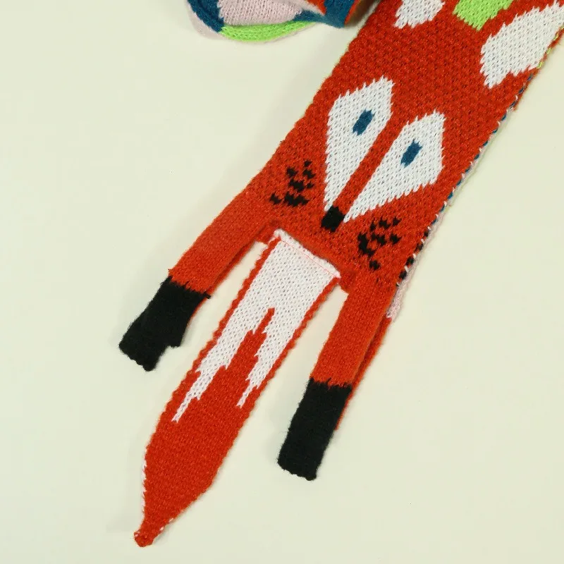 Теплый шарф с принтом кавайной лисы для детей девочек осень-зима милые красочные