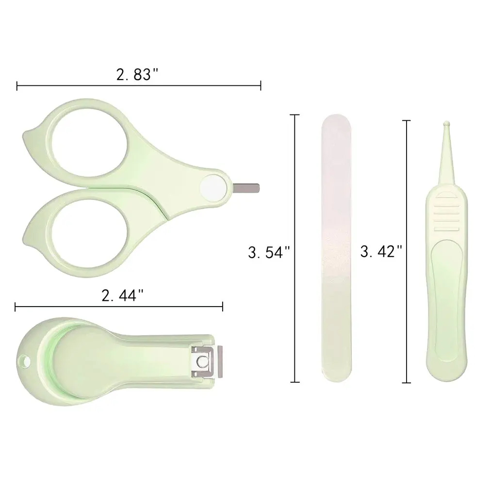 4 In 1 Nail Care Kit With Cute Case Nail Clippers Scissors Nail File Tweezers Manicure Set Pedicure Set For Newborns Child Baby images - 6