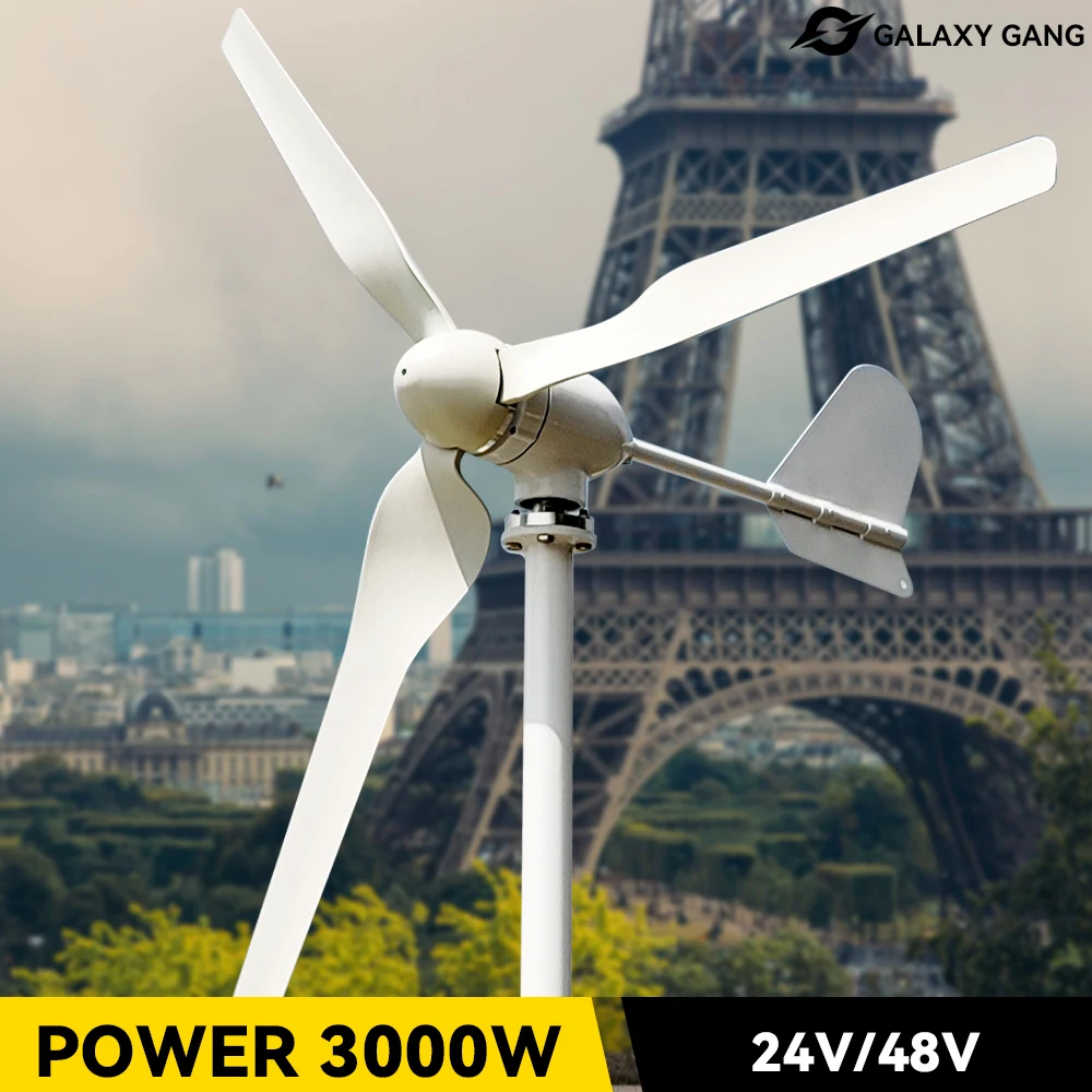 

Galaxy Gang Wind Turbine Home Use 3KW Generator 48v 12v 24v 3 Blades 3000W Windmill With Mppt Charge Controller