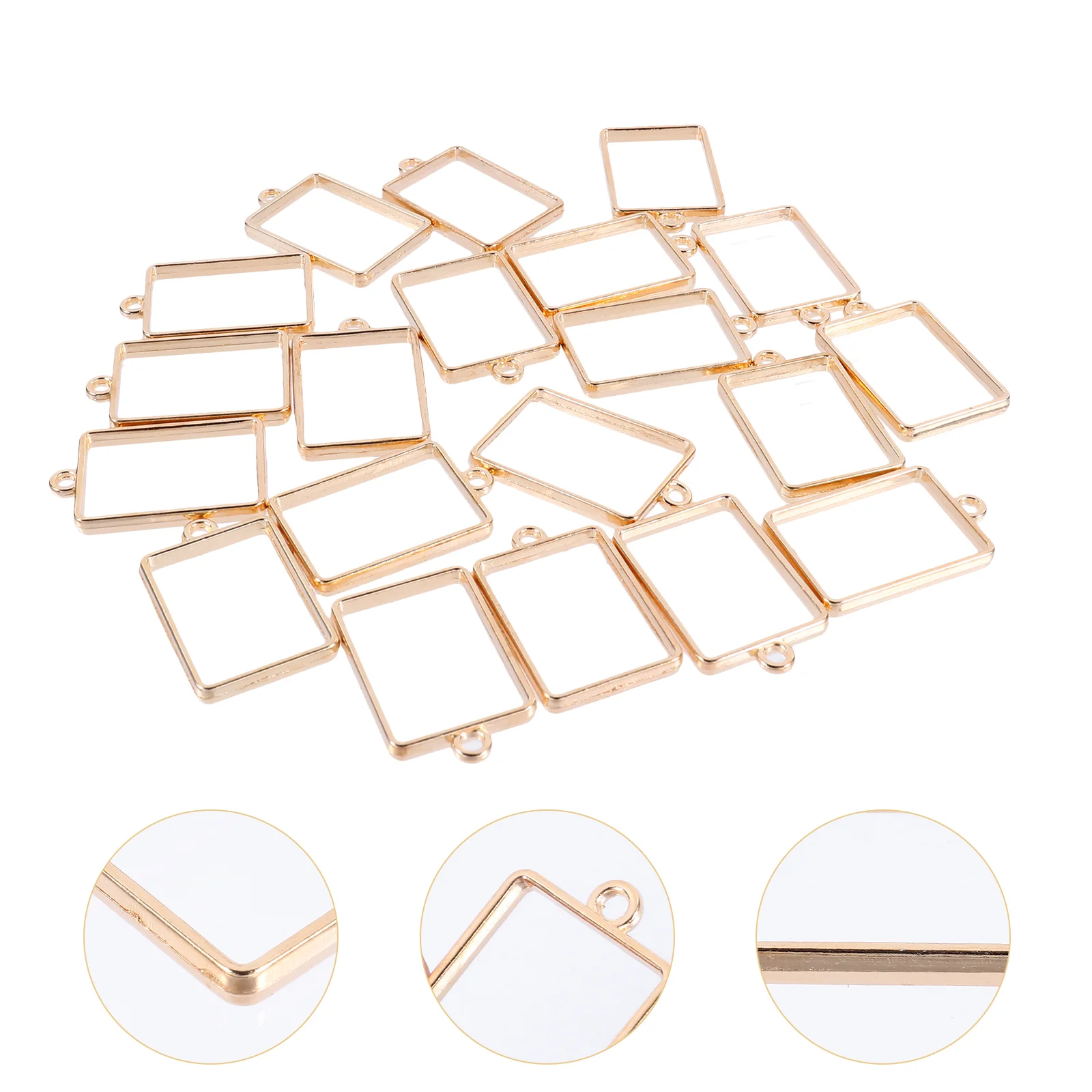 

20 Pcs Rectangular Pendant Frame Molds Resin Hollow-out Handicraft Alloy DIY Jewelry Pendants Retro Decorative