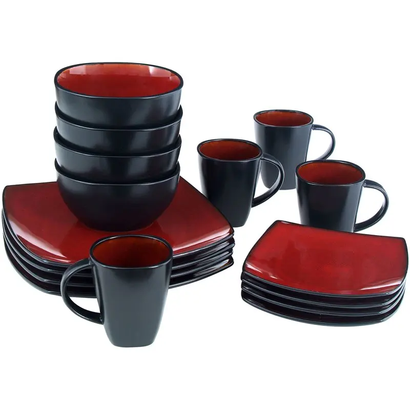 

16-Piece Dinnerware Set, Tuscan Red Tableware Set Restaurant Home Gift