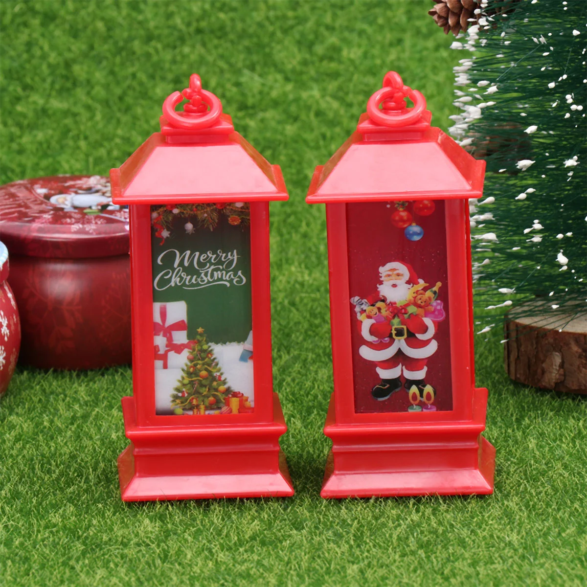 

2pcs Wind Lamp Decorative Christmas Portable Hanging Lamp Tabletop for Garden