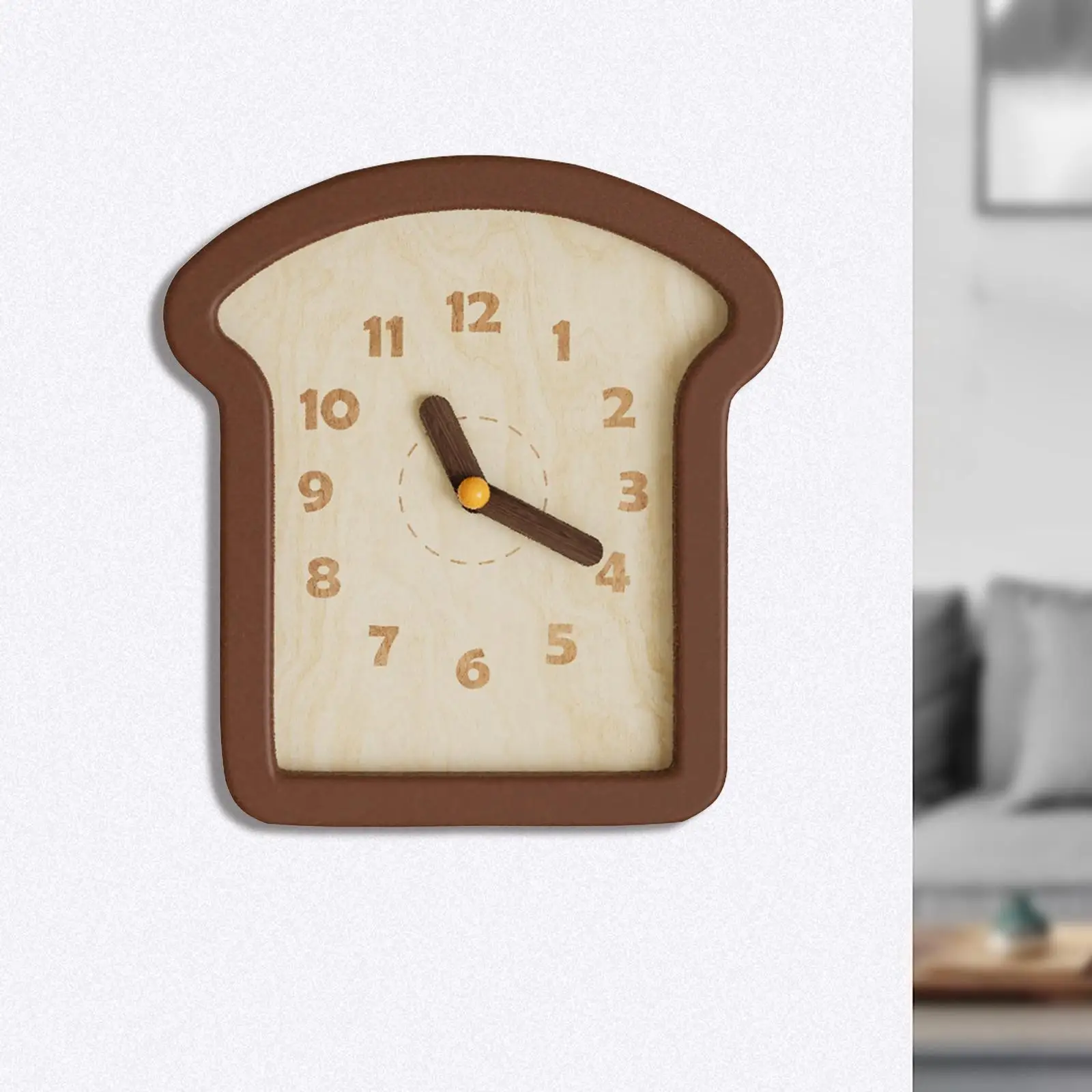 Деревянные настенные часы в форме тостов креативные бесшумные для кухни