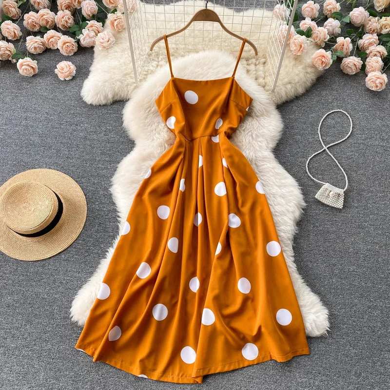 Gaganight женское платье в горошек на тонких бретельках Новинка лета 2022 Корейская