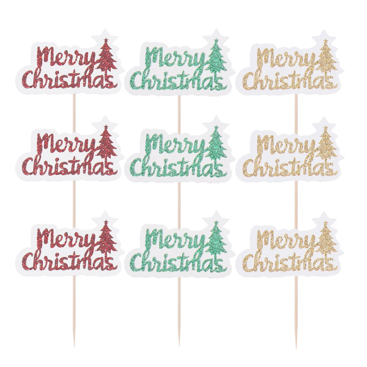 

Christmas Cupcake Topper Cake Tree Toppers Pickdecoration Party Glitter Appetizer Snowman Elf Decorating Cakes Stick Holiday