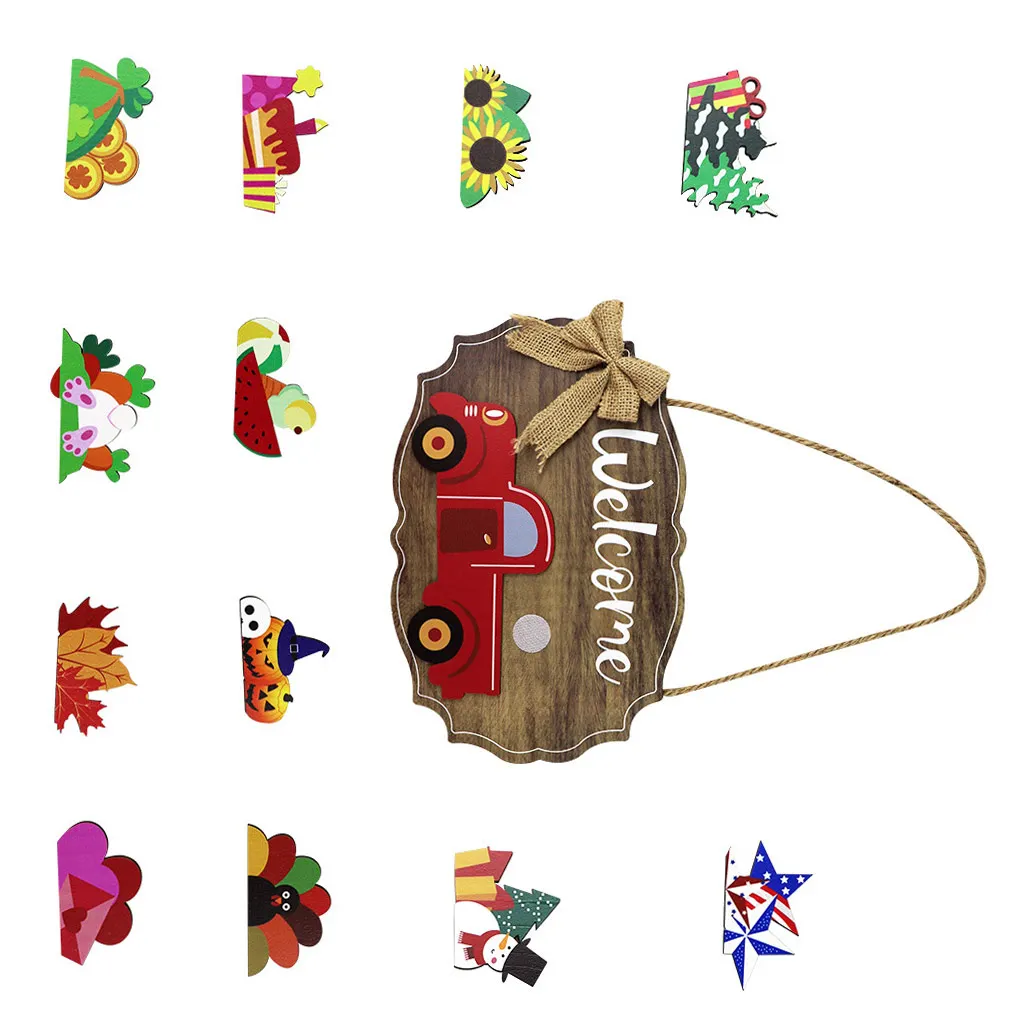 

Wood Door Hanging Welcome Sign Car Pattern DIY Replacement Shop Board