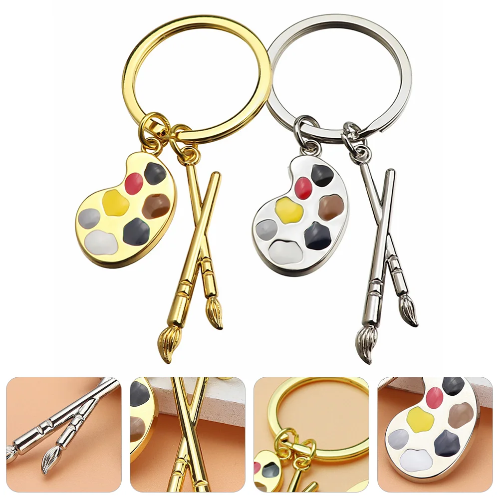 

2Pcs Artist Keychain Artist Student Grauduation Keyring Artists Jewelry Gift for Artists Students ( Golden, Silver )