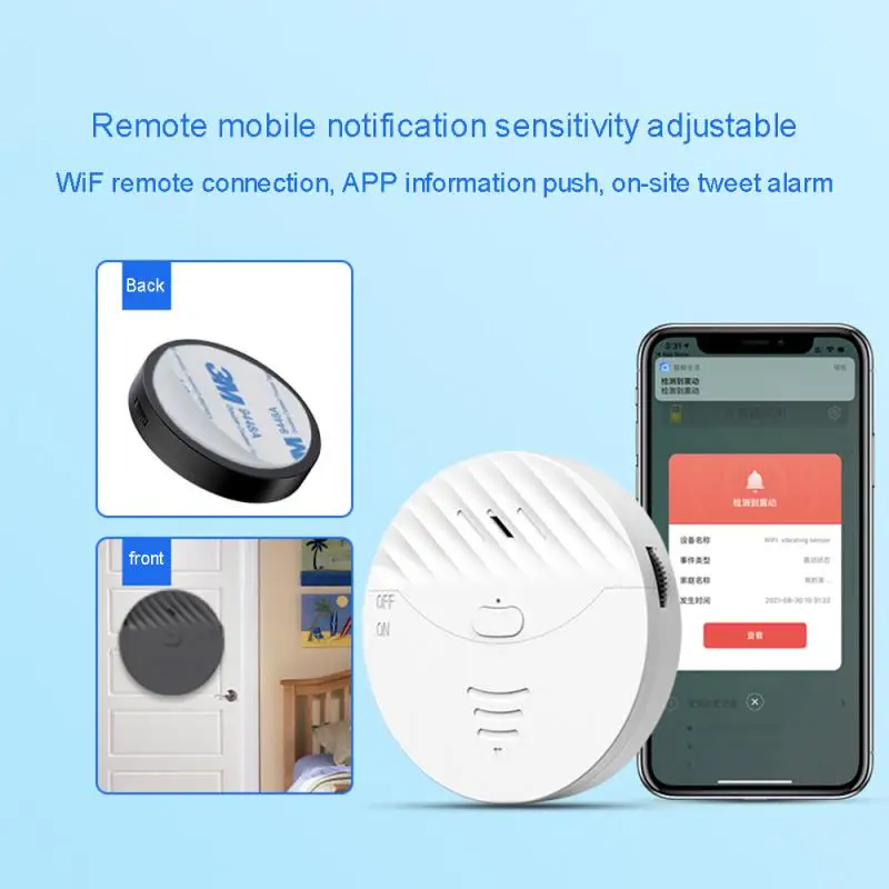 

Stylish Design Wifi Loud Sound Alert Shock Alarm Smart Home Security Anti-theft Alarm Remote Monitoring High Decibel Sound