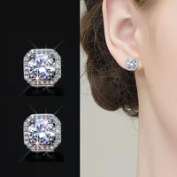 new trendy square shape drop earrings brilliant bridal engagement wedding jewelry elegant female dangle earring fine gift