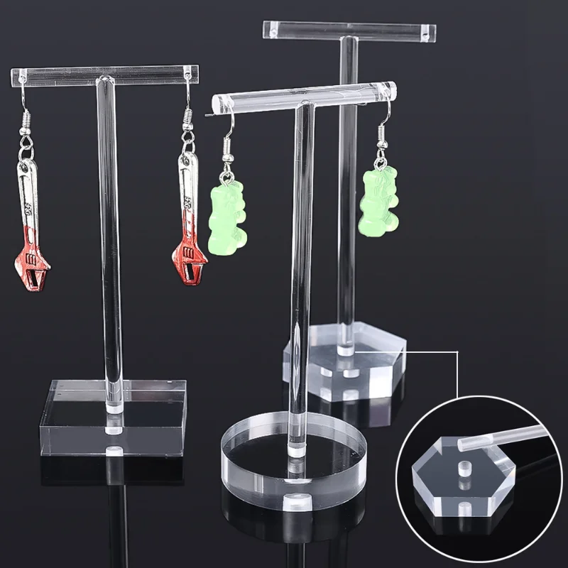 

Transparent Acrylic Earrings Display Stands Simple Trendy T-shaped Removable Holder Jewelry Display Stand Window Storage Earring