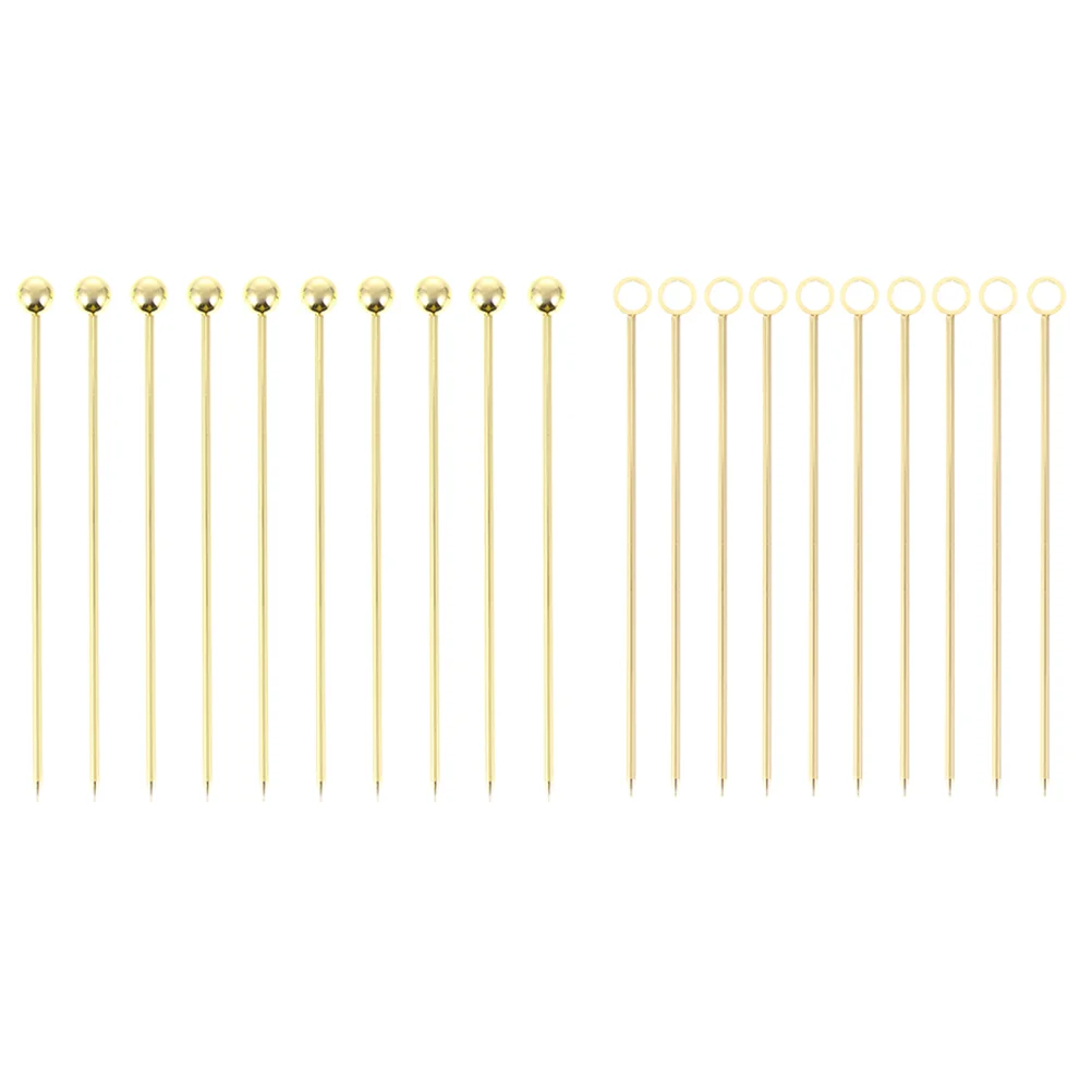 

20Pcs Stainless Steel Cocktail Picks Practical Metal Fruit Picks Cocktail Picks Cocktail Pick Stick for Household