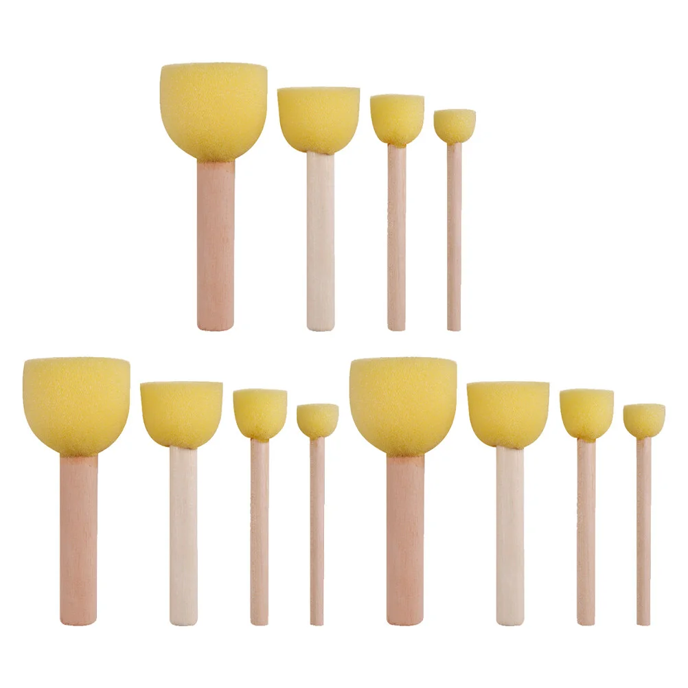 

12 Pcs Ink Wooden Handle Toddler Suits Daubers Graffiti Sponge Toddler Sponges