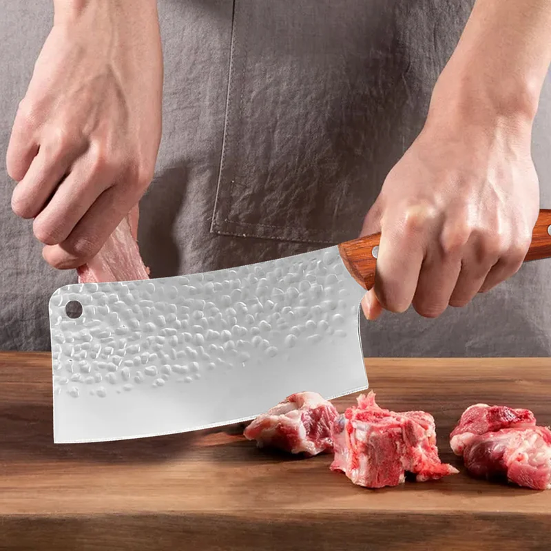 

Stainless Steel Chinese Forged Kitchen Chef Knife Set Meat Vegetables Slicing Bone Chopping Butcher Cleaver Knives