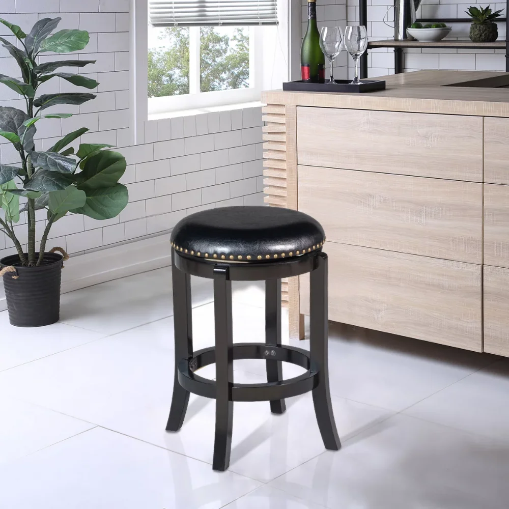 

Boraam Cordova 29in. Backless Swivel Wood Bar Stool, Black Finish counter stool