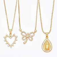 fashion female water drop pendants bling cubic zirconia jesus cross pendant necklace jewelry for women jewelry gift