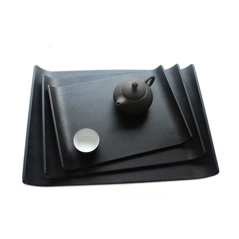 

Simple Elegant Rectangular Black Tray Exquisite Wood Grain Living Room Tea Cup Coffee Storage Home Decor