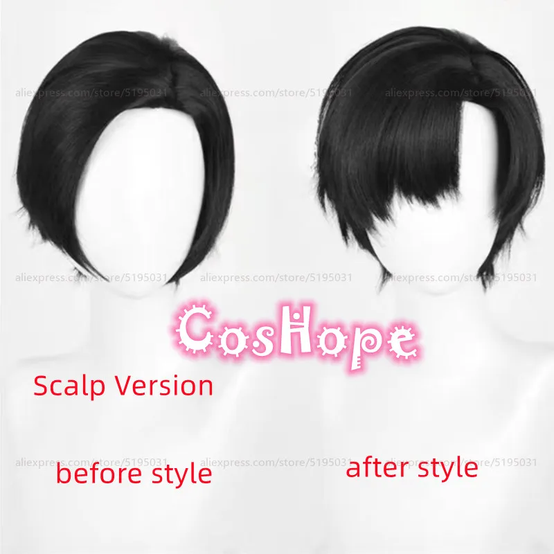 Парик для косплея зайне термостойкие синтетические волосы из короткой черной