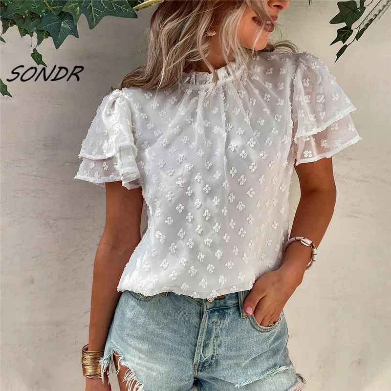 

O Neck Women Sexy Tops Summer White 2022 Women Fashion Clothing