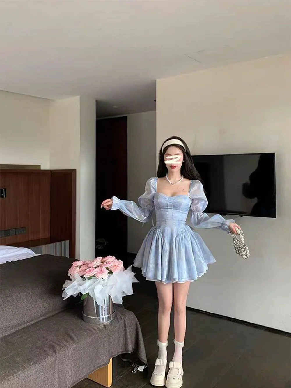 Платье с пышными рукавами цвет в ассортименте