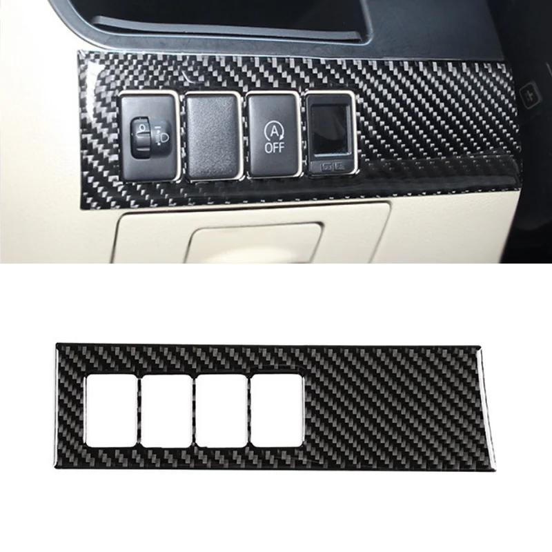 

For Toyota Highlander 2015 2016 2017 2018 Car Carbon Fiber Headlight Switch Adjust Panel Frame Cover Protective Trim