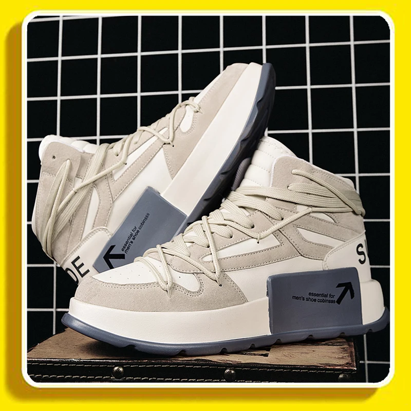 

Men's Shoes Autumn and Winter Thick Soled Fashion Niche Design High Top Board Shoes Men's Outdoor Sports Casual Shoes