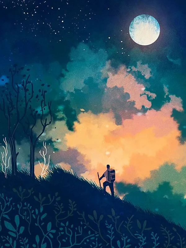 Алмазная живопись мультфильм ночная сцена луна сделай сам полная мозаика
