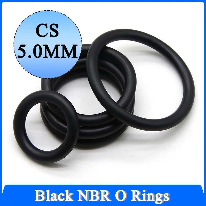 5/10 шт., черное уплотнительное кольцо NBR, толщина CS 5 мм, наружный диаметр 15 мм ~ 170 мм, прокладка из нитриловой резины, круглая уплотнительная шайба типа O, устойчивая к коррозии и маслу