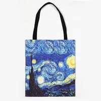 van gogh oil painting womens designer tote bags reusable shopping bag for groceries shoulder bags for lady can personalized