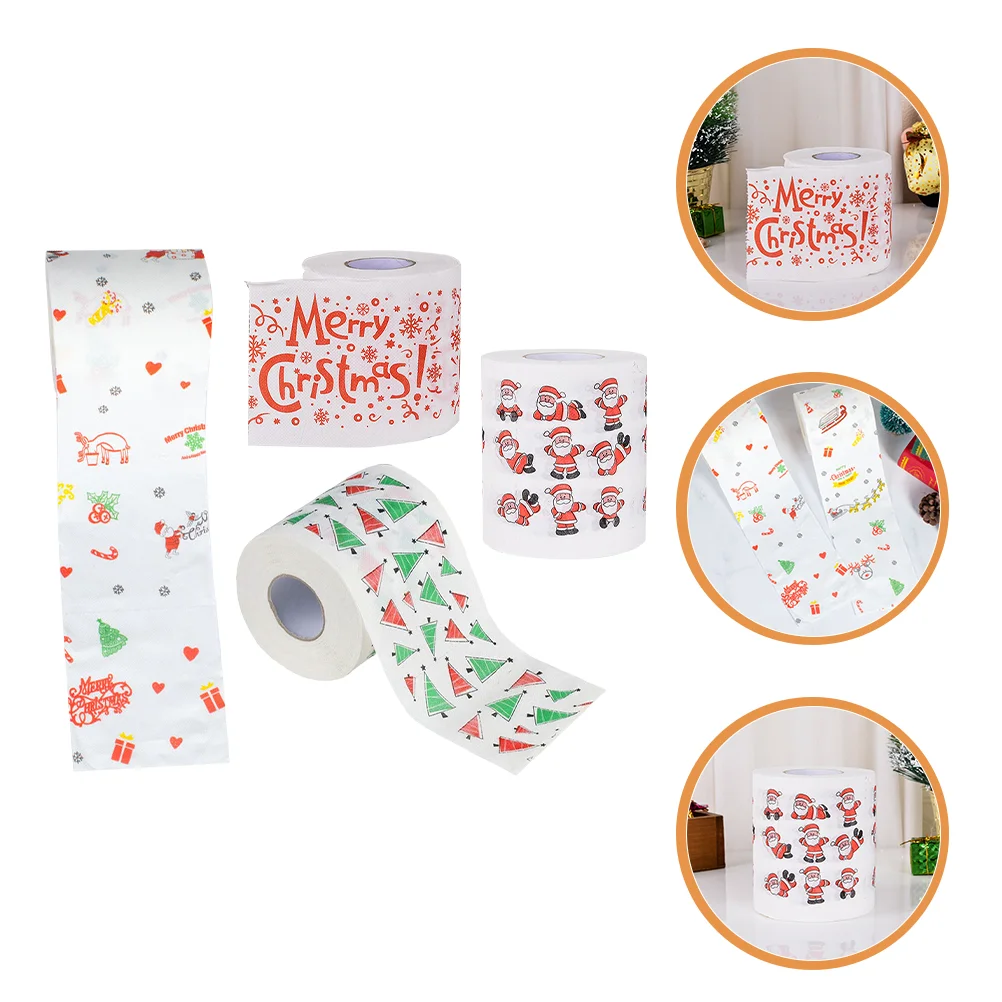 

Paper Toilet Christmas Tissue Funny Napkin Rolls Holiday Roll Merry Party Decoration Tissues Xmas Santa Printed Kitchen