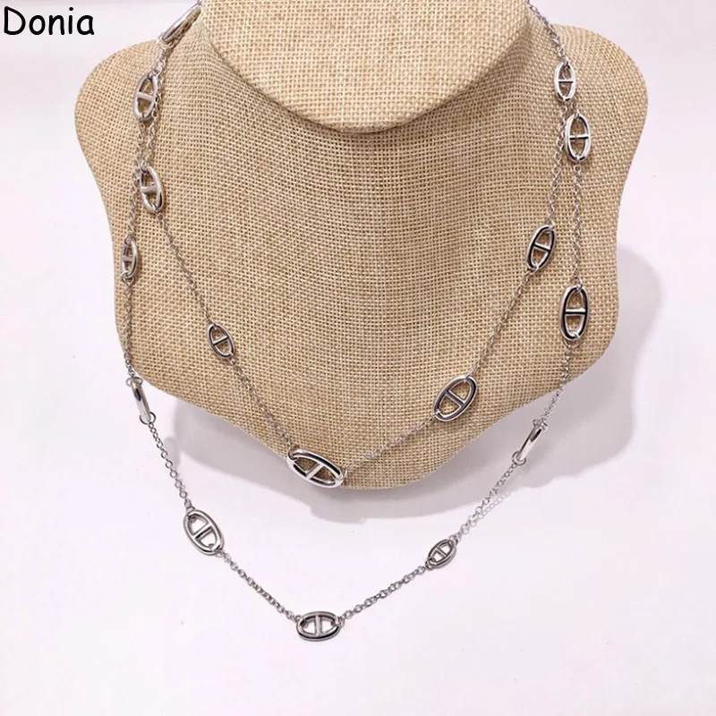 

Женское длинное ожерелье из титановой стали в европейском и американском стиле с пряжкой