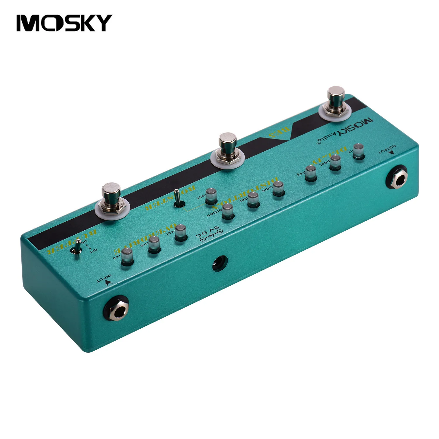 5-in-1 Guitar Multi-Effects Pedal Buffer+Overdrive + Booster +Distortion +Delay Effects True Bypass Full Metal Shell MOSKY BE-5 enlarge