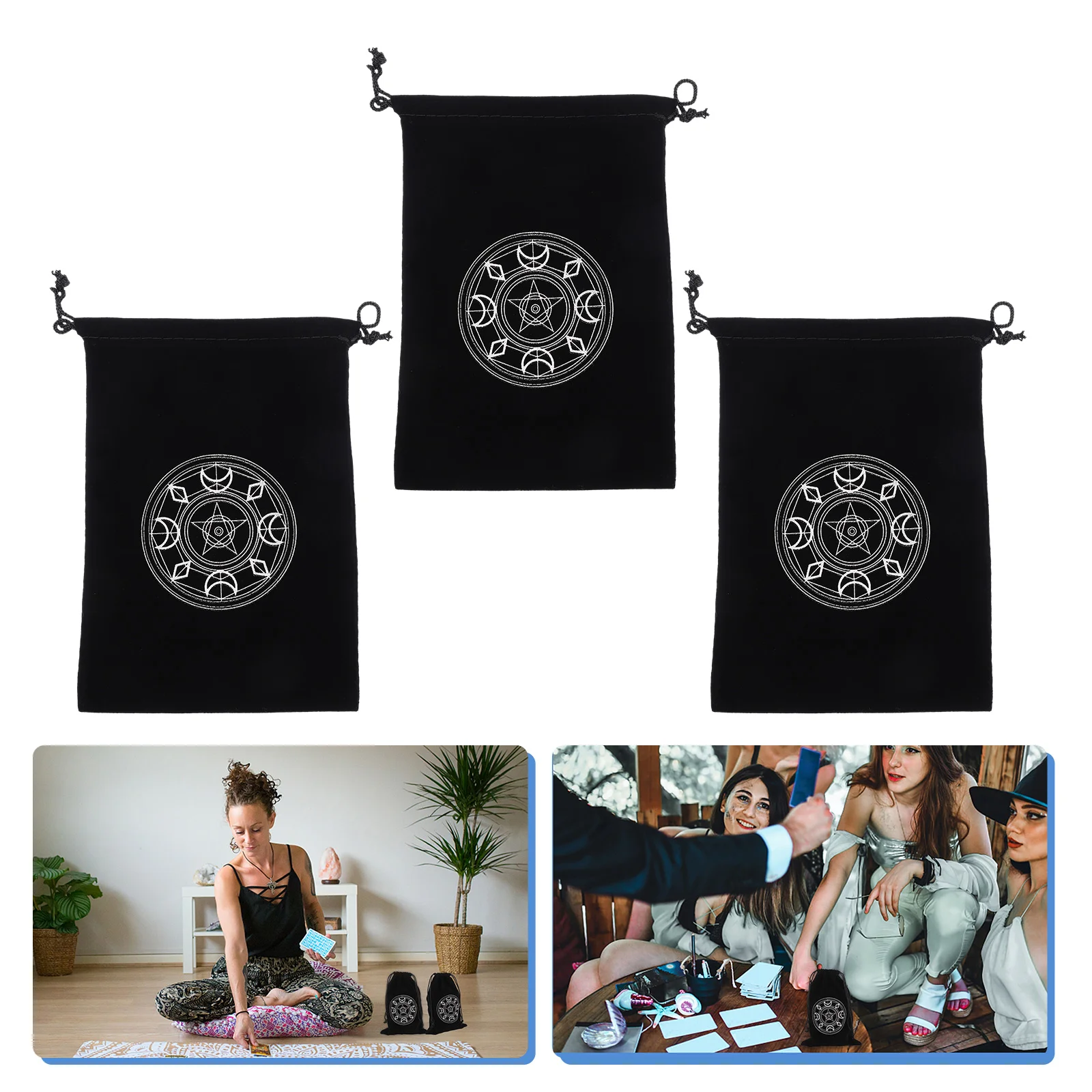 

3pcs Tarot Bag Drawstring Pouch Good Safe Nice Durable Storage Bag Cloth Pouch Cards Holder for Tarot