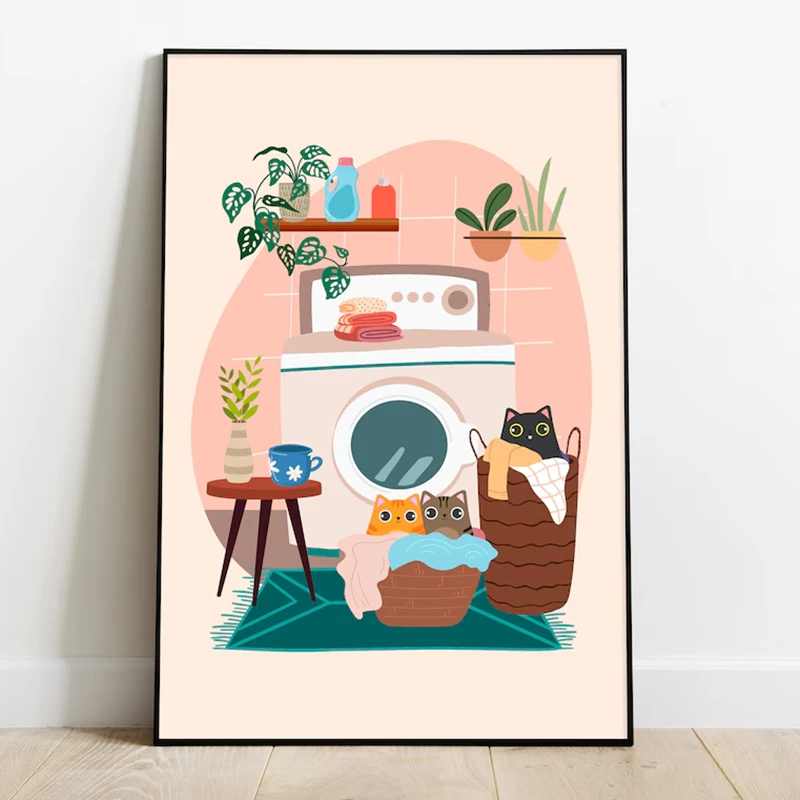 

Абстрактная картина с котом на холсте