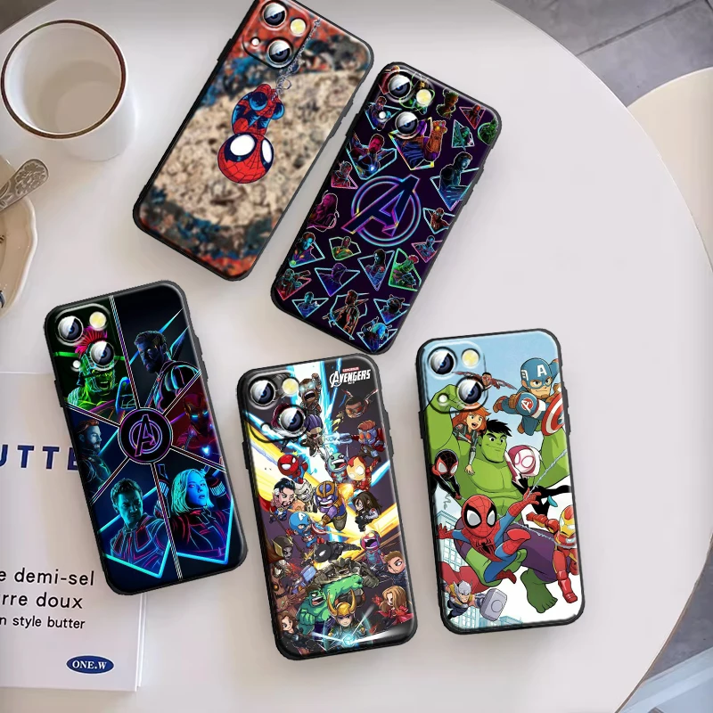 Чехол для Apple iPhone с Марвел 15 14 13 12 11 Mini XS XR X 6S 6 Pro Max Plus черный мягкий чехол