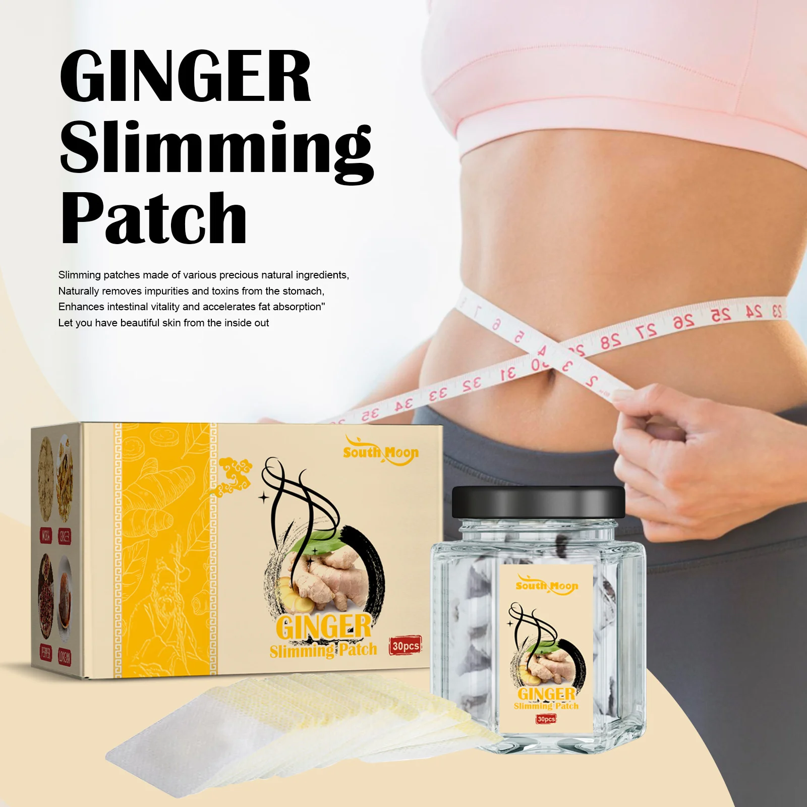 

Ginger Slimming Patch Chinese Fat Burning Fast Lose Weight Natural Herbs Navel Sticker Burner 30 pcs + capsules