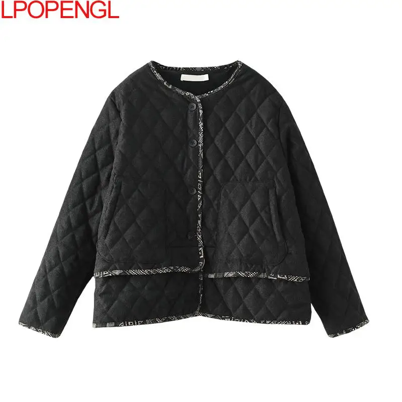 Осенне-зимняя стеганая Теплая куртка в литературном Ретро этническом стиле с