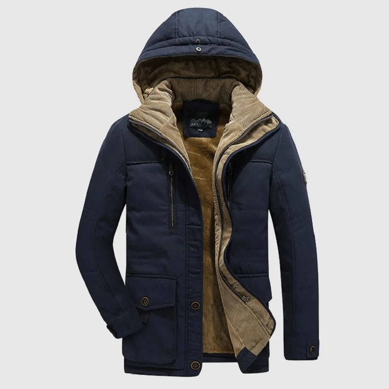 Outdoor Plus Velvet Thick Cold-proof Warm Cotton-padded Jacket for Men's Trend Casual Oversized Padded Jacket Winter Coat