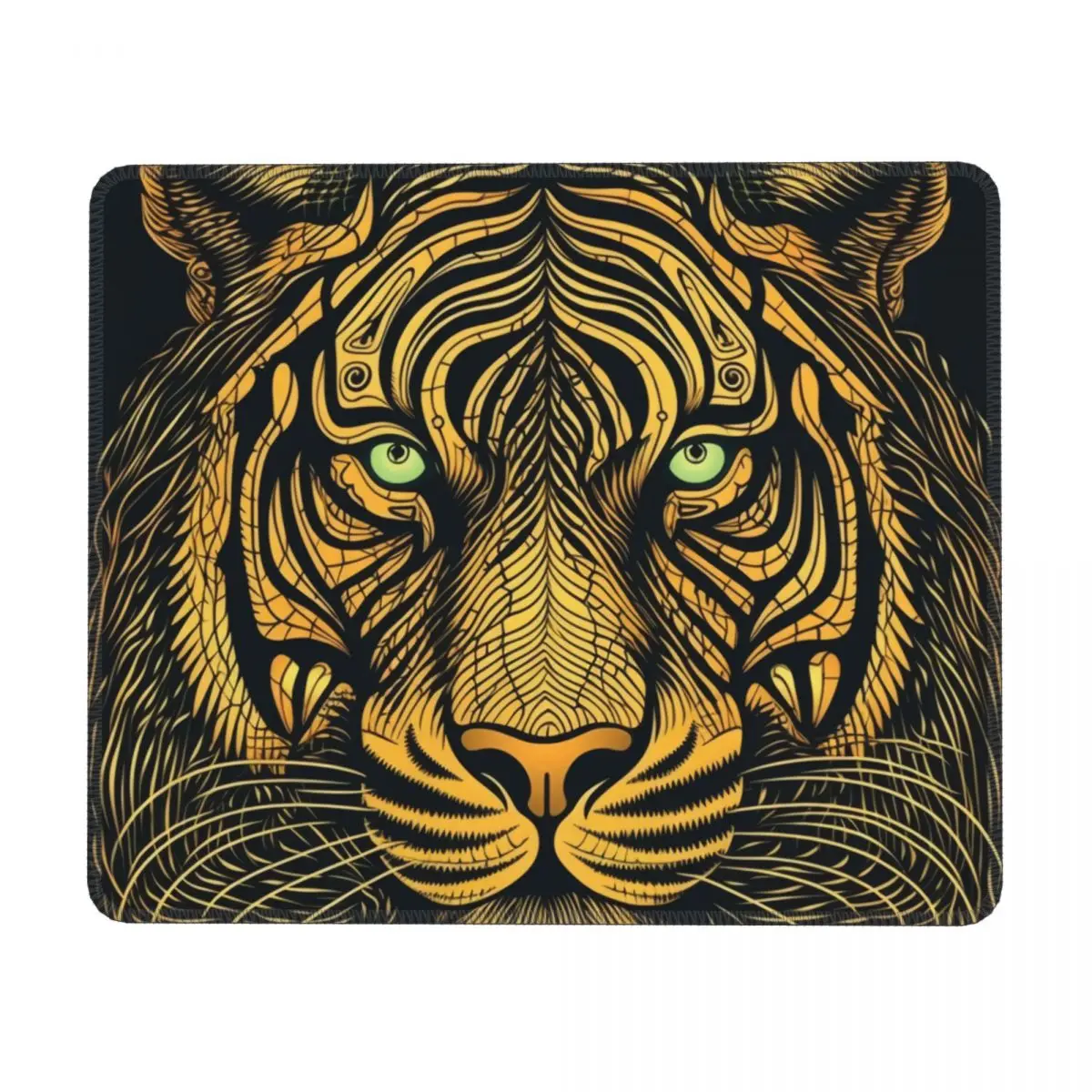 

Tiger Horizontal Print Mouse Pad Portraits Psychedelic Lines Aesthetic Quality Mousepad Table Anti Fatigue Rubber Mouse Pads