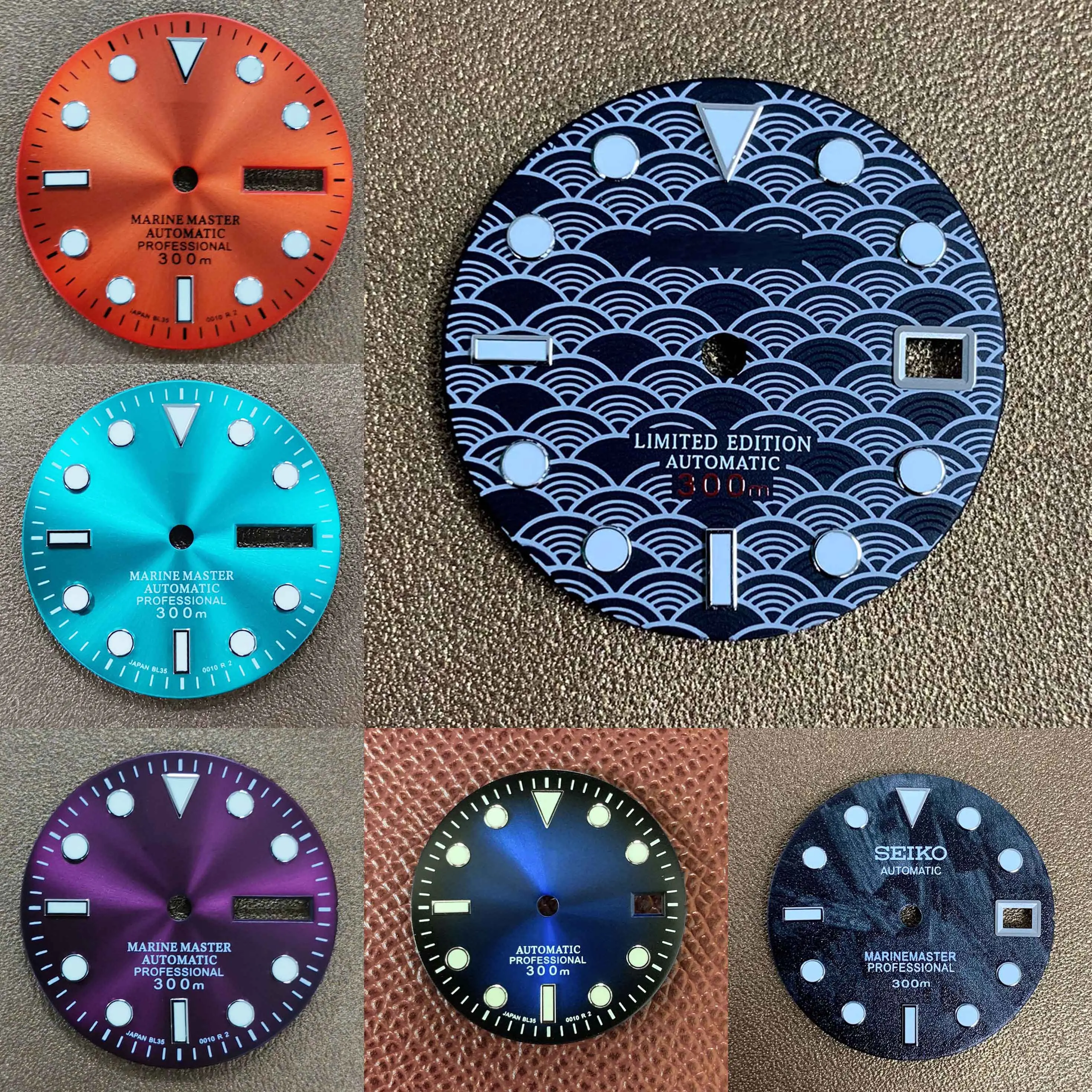 

28.5mm Black White Blue Rose Gold Single Calendar Dial With S Logo Suitable For Nh35Nh36/4R/7S Movement Dial Watch Accessories