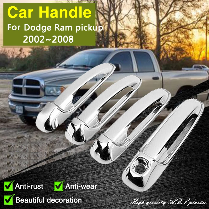 

Fit for Dodge Ram Pickup 1500 2500 3500 2002 2003 2004 2005 2006 2007 2008 Chrome Door Handle Cover Trim Car Accessorie Stickers