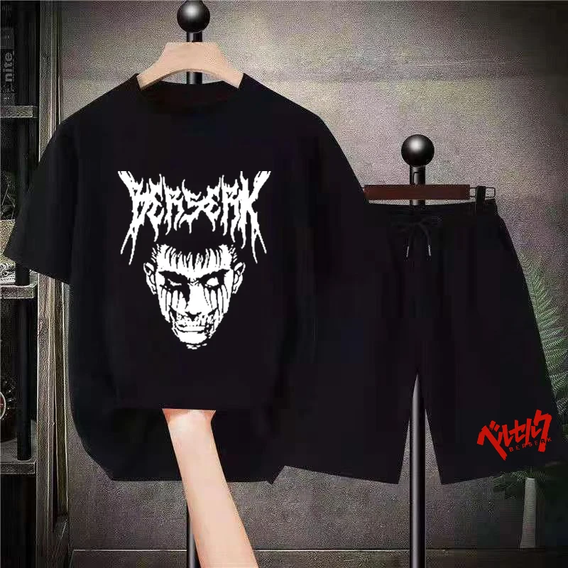 

Berserk Anime Men Short Sets Cotton Oversized Harajuku Japan T-shirt Shorts Fashion Casual Cartoon Graphic Streetwear Breathable