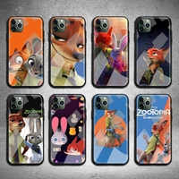 zootopia phone case tempered glass for iphone 13 12 11 pro mini xr xs max 8 x 7 6s 6 plus se 2020 cover