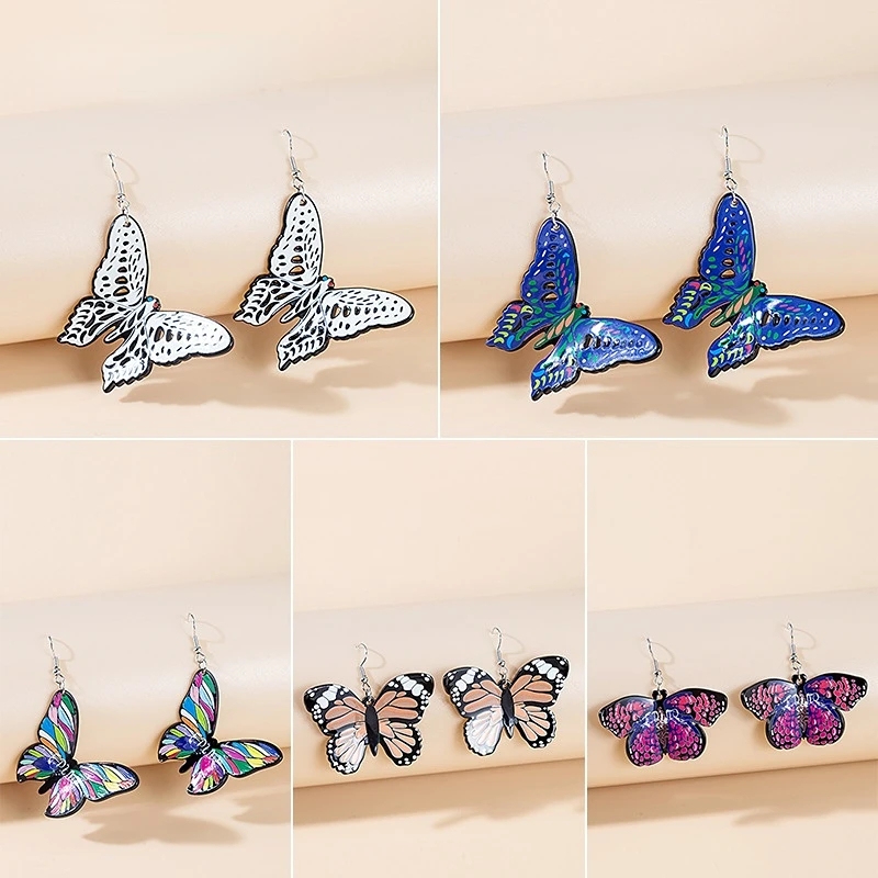 

Retro Ethnic Style Colorful Glass Three-dimensional Butterfly Ear Hook for Women Girl Bohemian Jewelry Gift