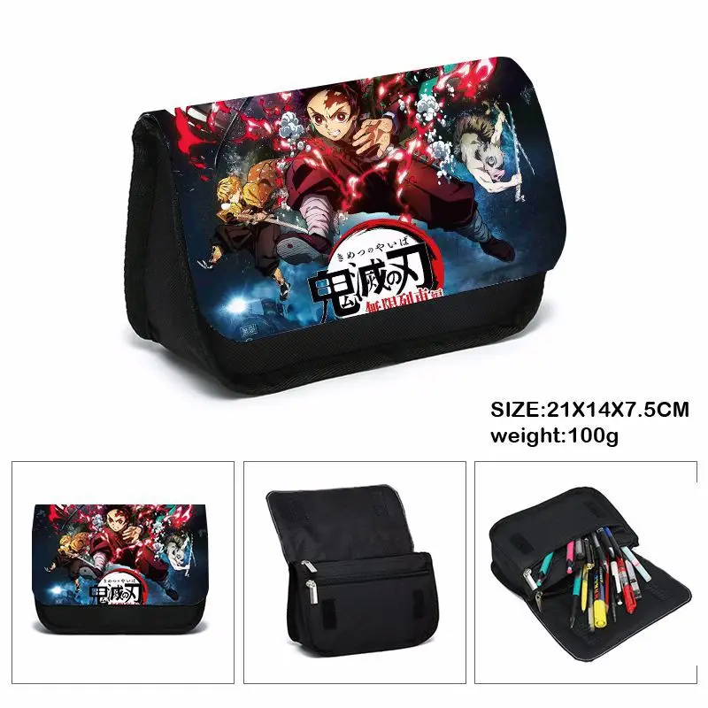 

Large size Anime Demon Slayer Pencil Case Multi Layer Stationery Box Stationery Storage Bag Kids Pencil Case School Supplies