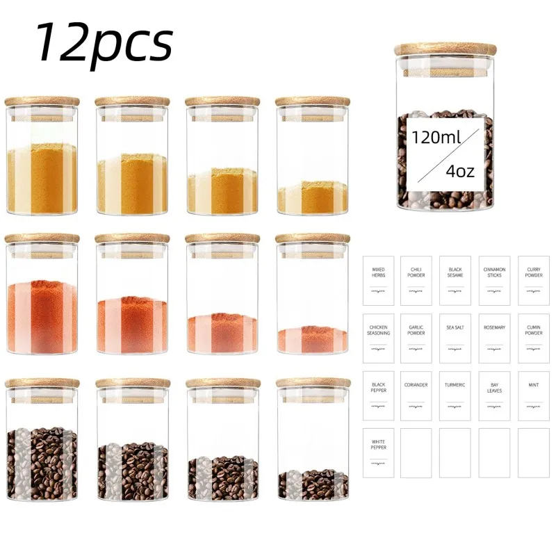 

12pcs/Set Home Organizer Kitchen Storage Glass Food Storage Containers