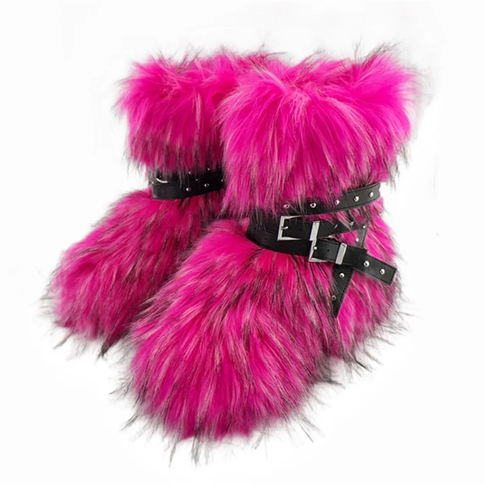 2024 зимние ботинки Sonw для улицы на платформе y2k из волос в стиле панк с шипами